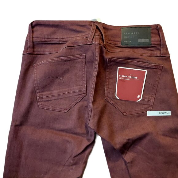 Retro Vintage G-Star Raw Lynn Skinny Burgundy Denim Jeans Pants Sz 26 x 34 NWT - Picture 9 of 11